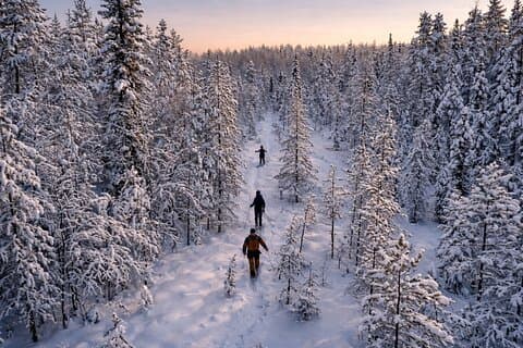 Enjoying breaking trail on one of our many ski trails