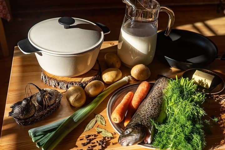 Essential ingredients for Finnish soup