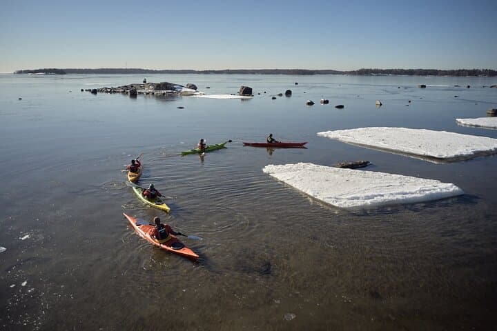 On winter kayaking tour the participants get to see the Baltic Sea from a unique viewpoint.