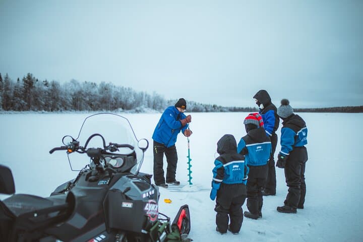 Snowmobiling and Ice Fishing in Apukka Resort, Rovaniemi