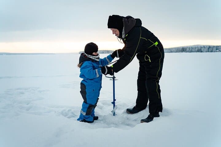 Ice fishing with children