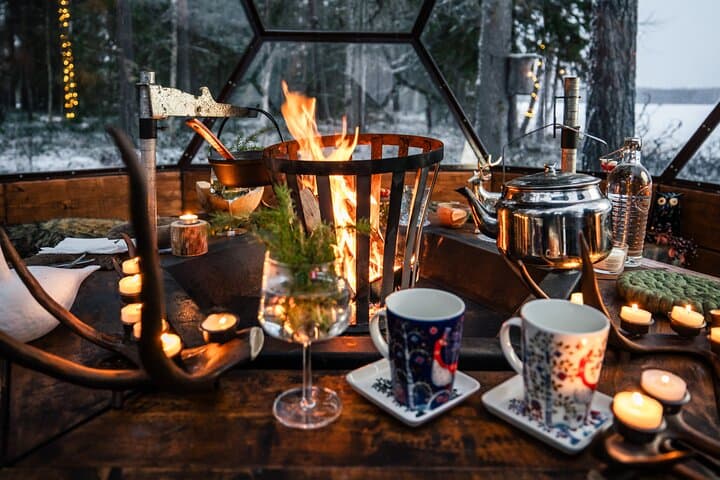 VIP Northern Lights Forest Dinner in a Glass Igloo