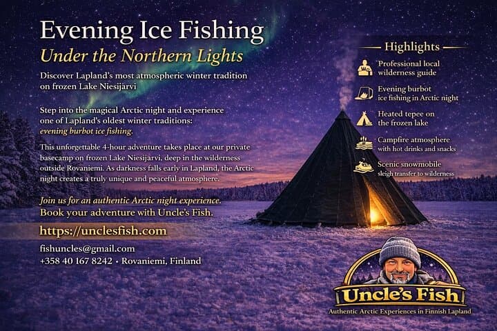 Evening Ice Fishing at Niesikivalo Arctic Night Experience 4h