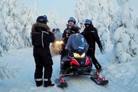 Private Snowmobile and Lappish Meal by the Fire