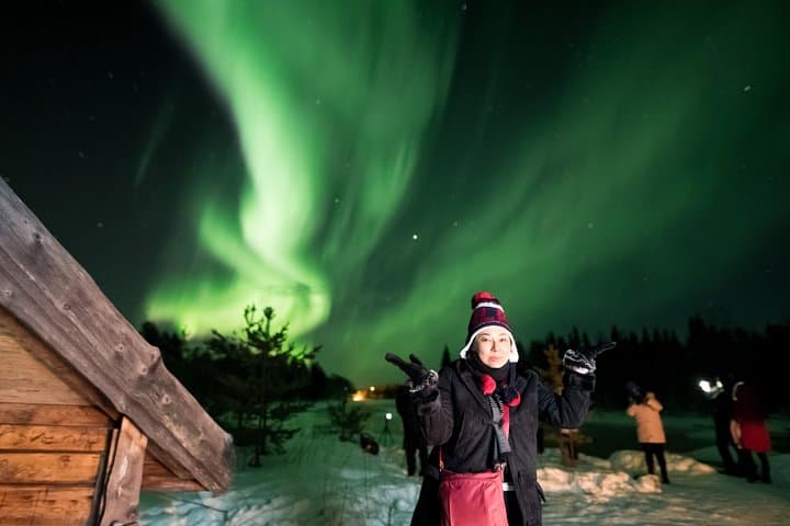 Arctic lake Aurora Hunt, in a cozy Lappish Tipi