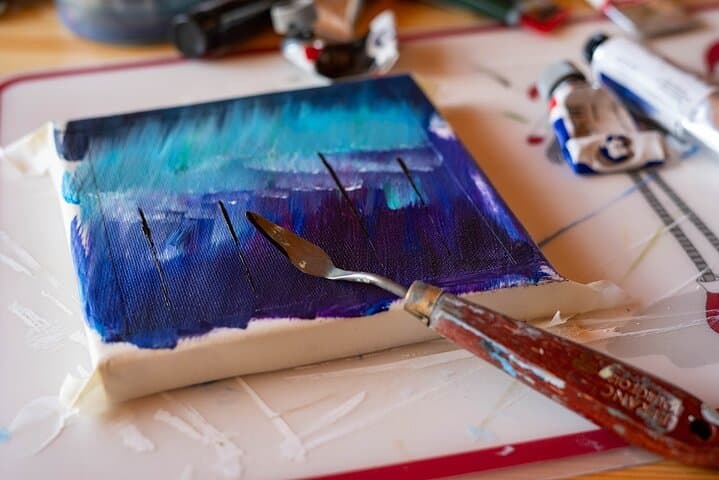 Drawing the northern lights and forest