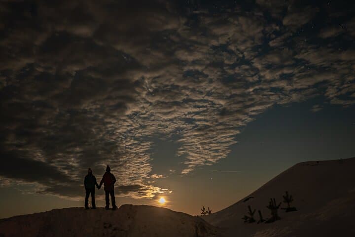 Snowshoeing with the moonrise!