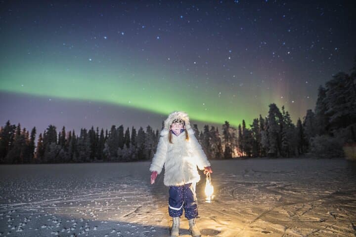 Arctic lake Aurora Hunt, in a cozy Lappish Tipi
