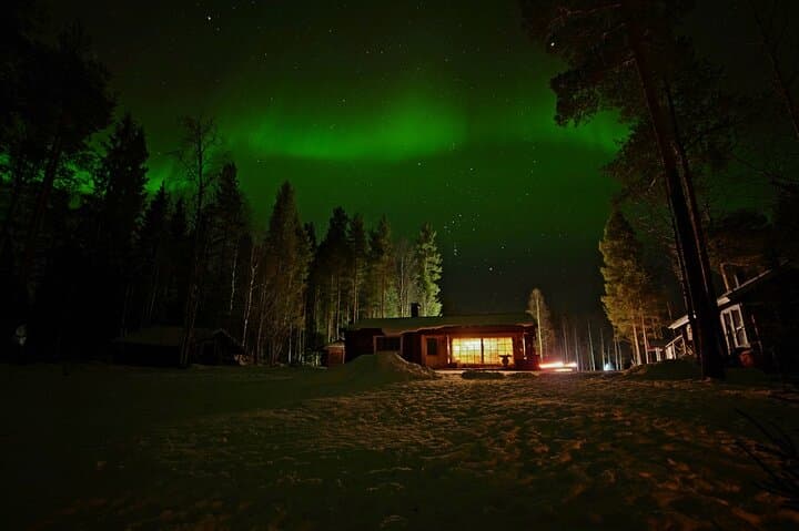 Northern lights in old cottage