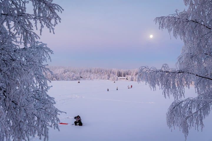 Ice Fishing by Snowmobile from Rovaniemi