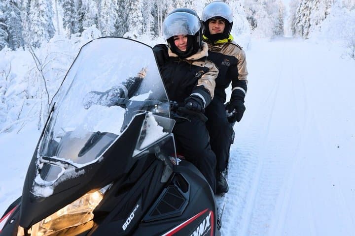 Arctic Forest Snowmobile Sleigh Ride with Snacks